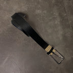 Vintage black mens classic buckle belt size M