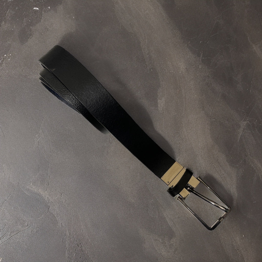 Vintage black mens classic buckle belt size M