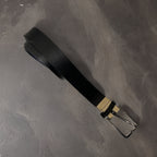 Vintage black mens classic buckle belt size M