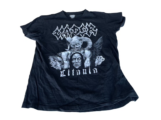 Vintage Black Litania graphics men's short sleeve tees in S| L26 W18| SKU 4464