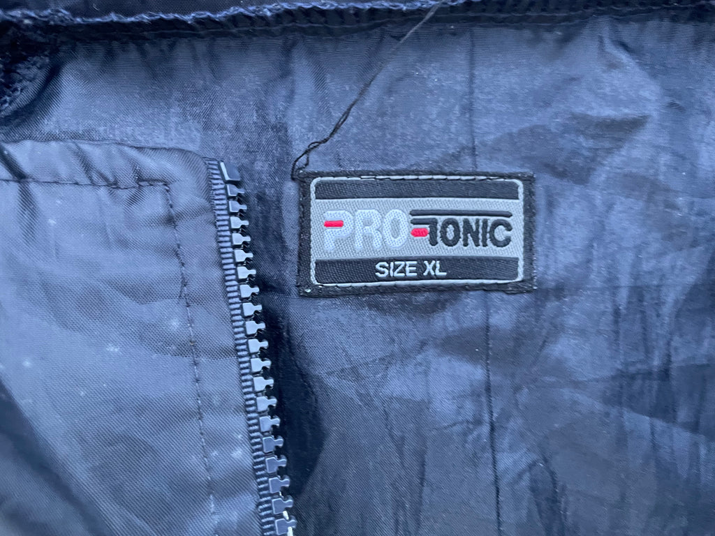 Vintage Protonic black full zip windbreaker hoodie jacket in XL|L 31 W27|SKU 4468