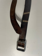 Vintage Genuine brown leather army buckle belt | L 37| SKU 4479