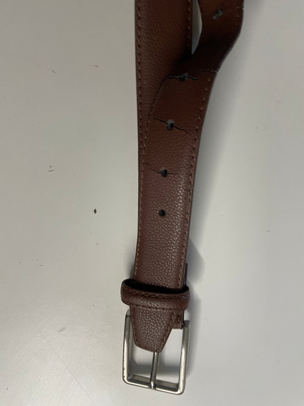 Vintage plain brown leather square buckle belt| L44 | SKU 4480