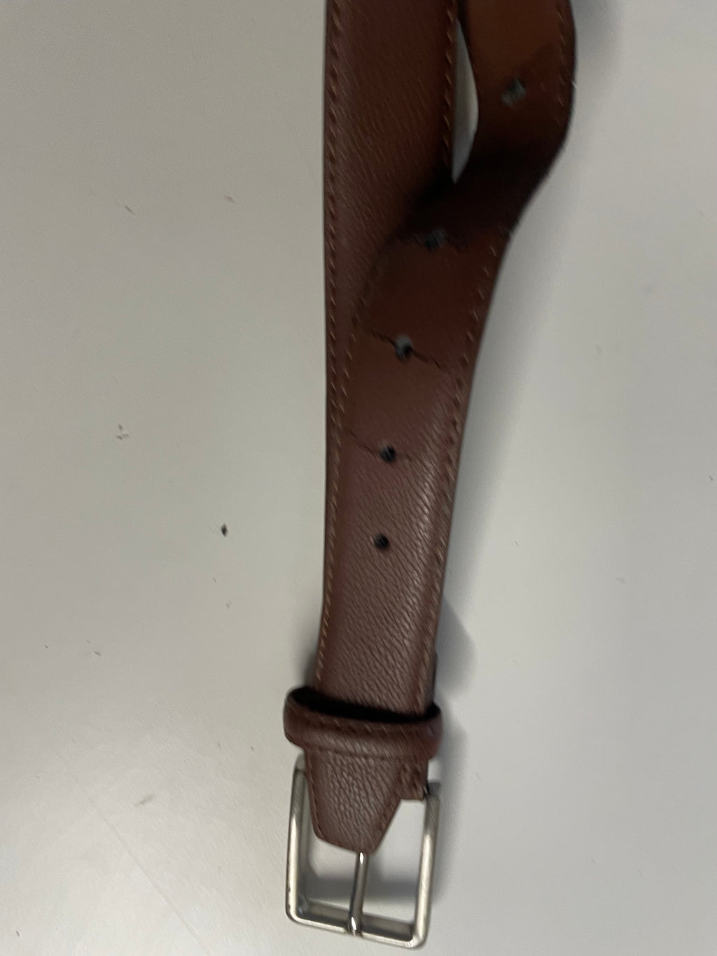 Vintage plain brown leather square buckle belt| L44 | SKU 4480