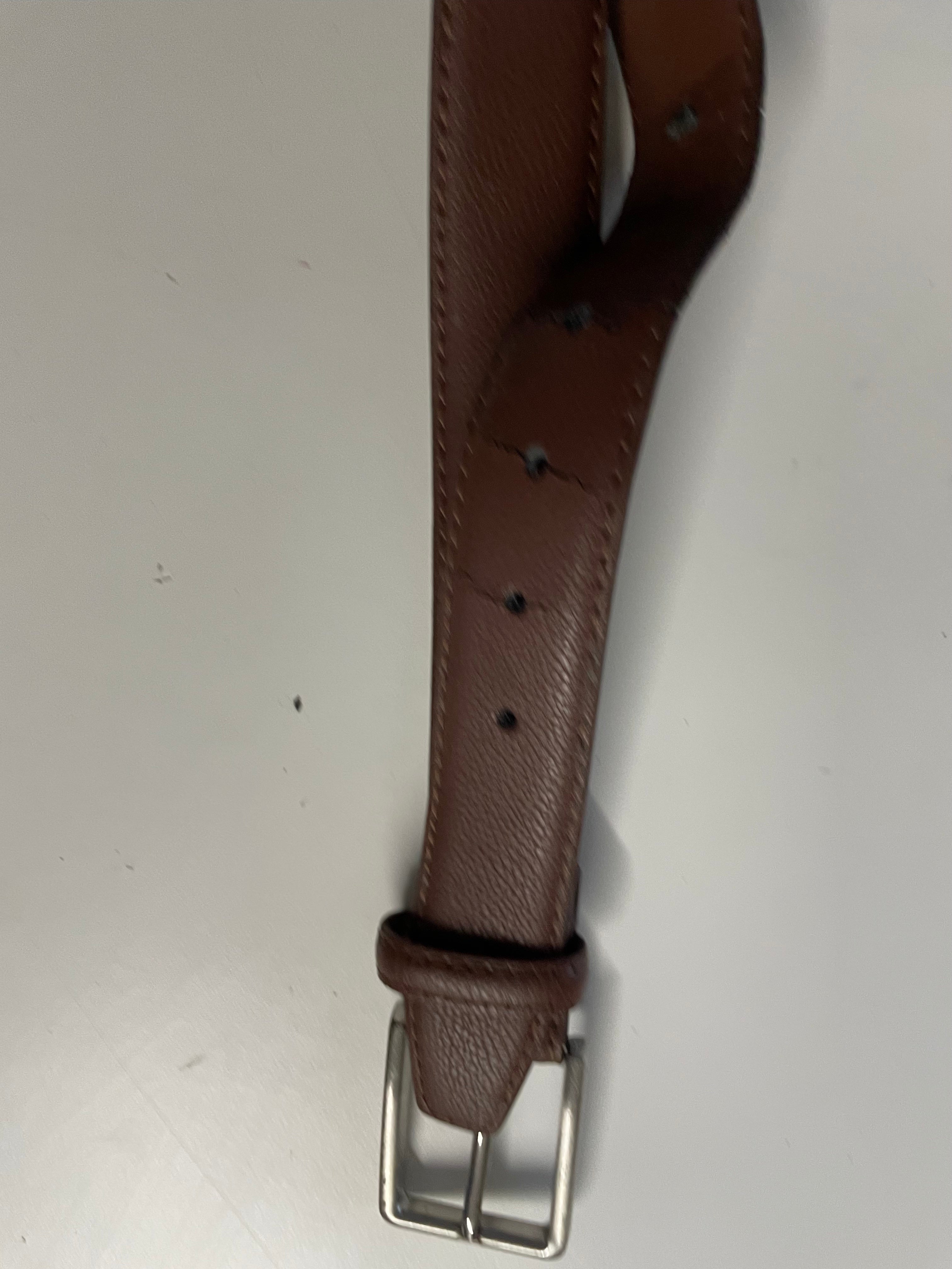 Vintage plain brown leather square buckle belt| L44 | SKU 4480