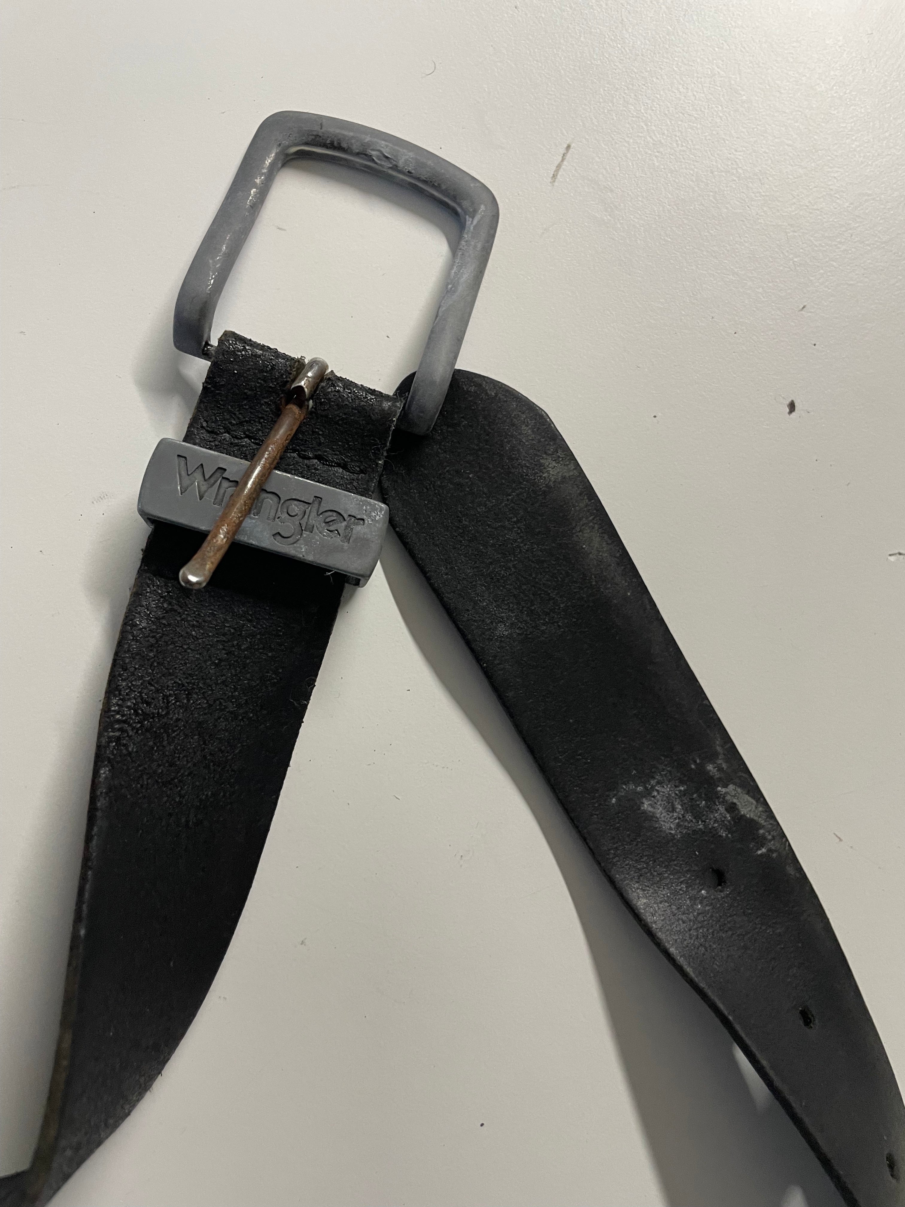 Vintage Wrangler men's black genuine leather belt| L45 | SKU 4482