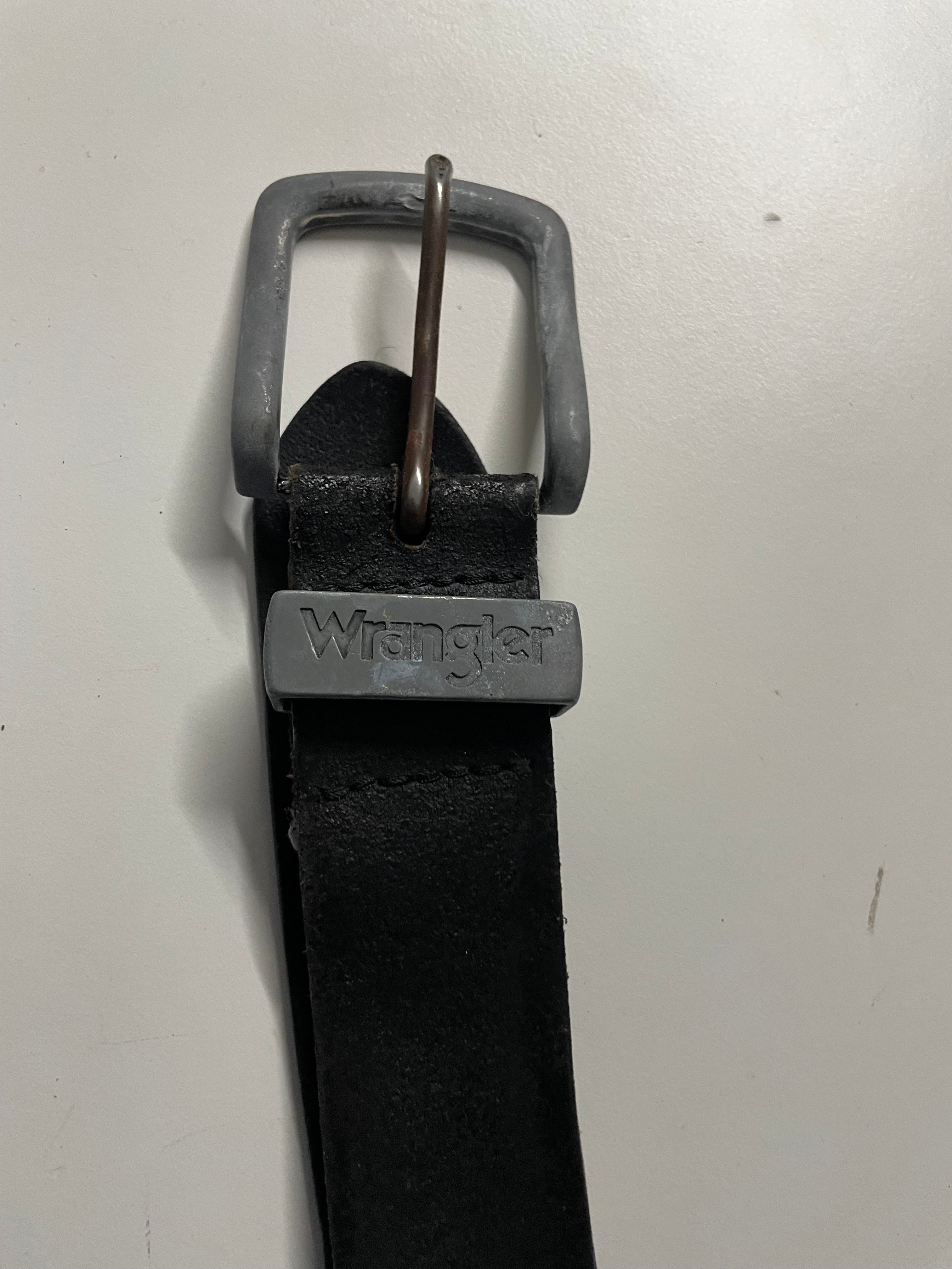 Vintage Wrangler men's black genuine leather belt| L45 | SKU 4482
