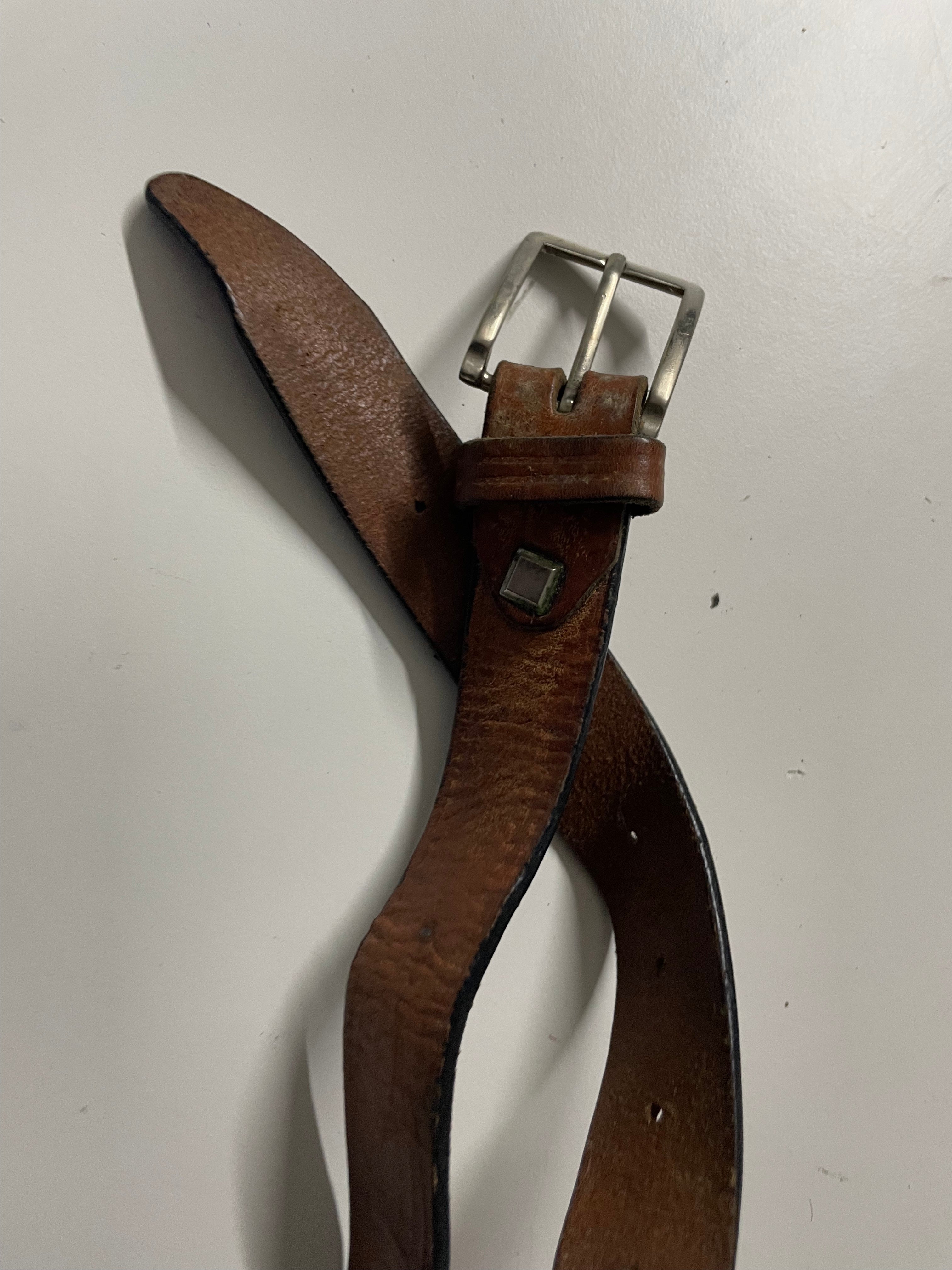 Vintage brown genuine leather belt | L44| SKU 4488