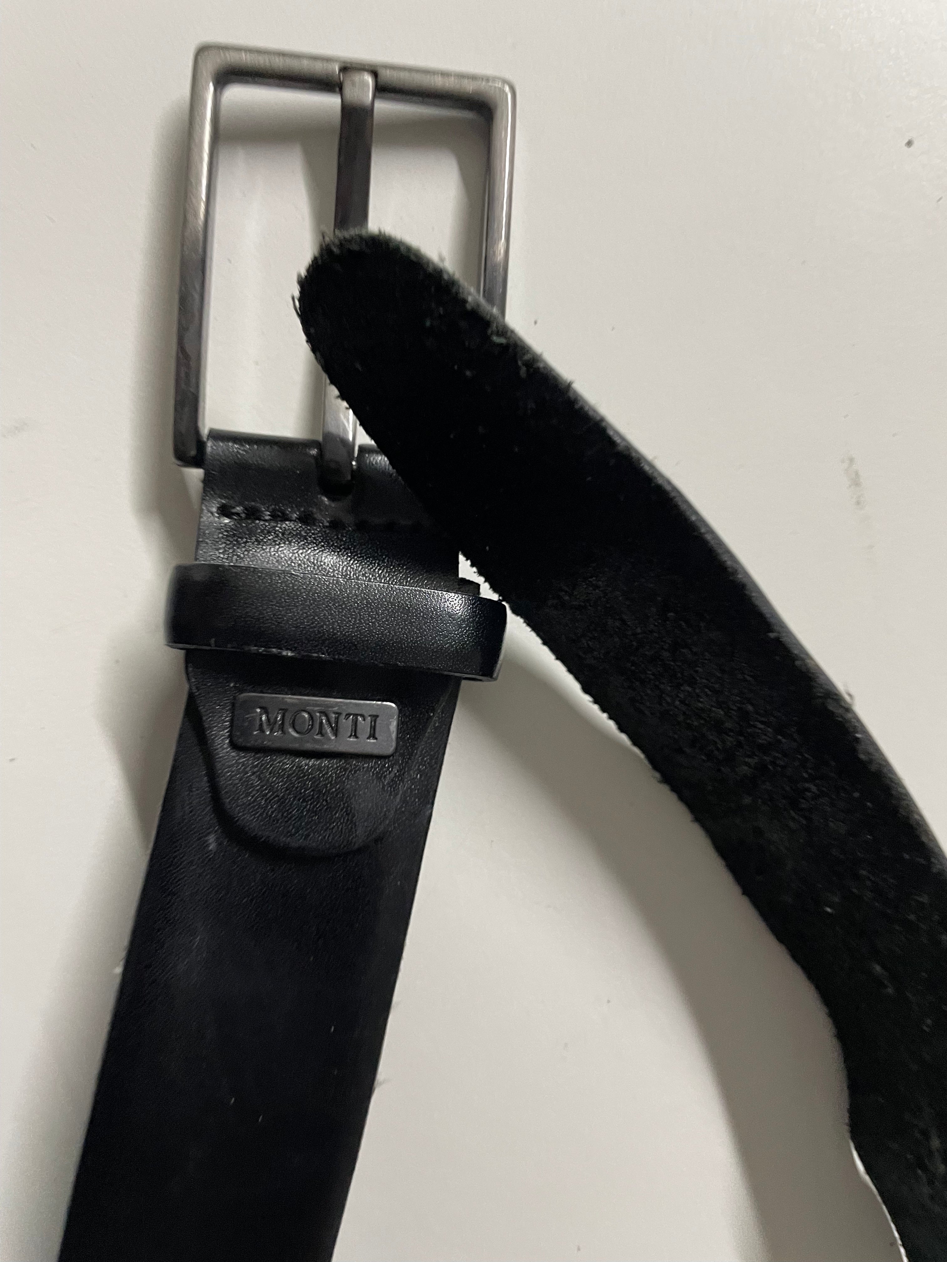 Vintage men's black Monti genuine leather buckle belt| L47| SKU 4494