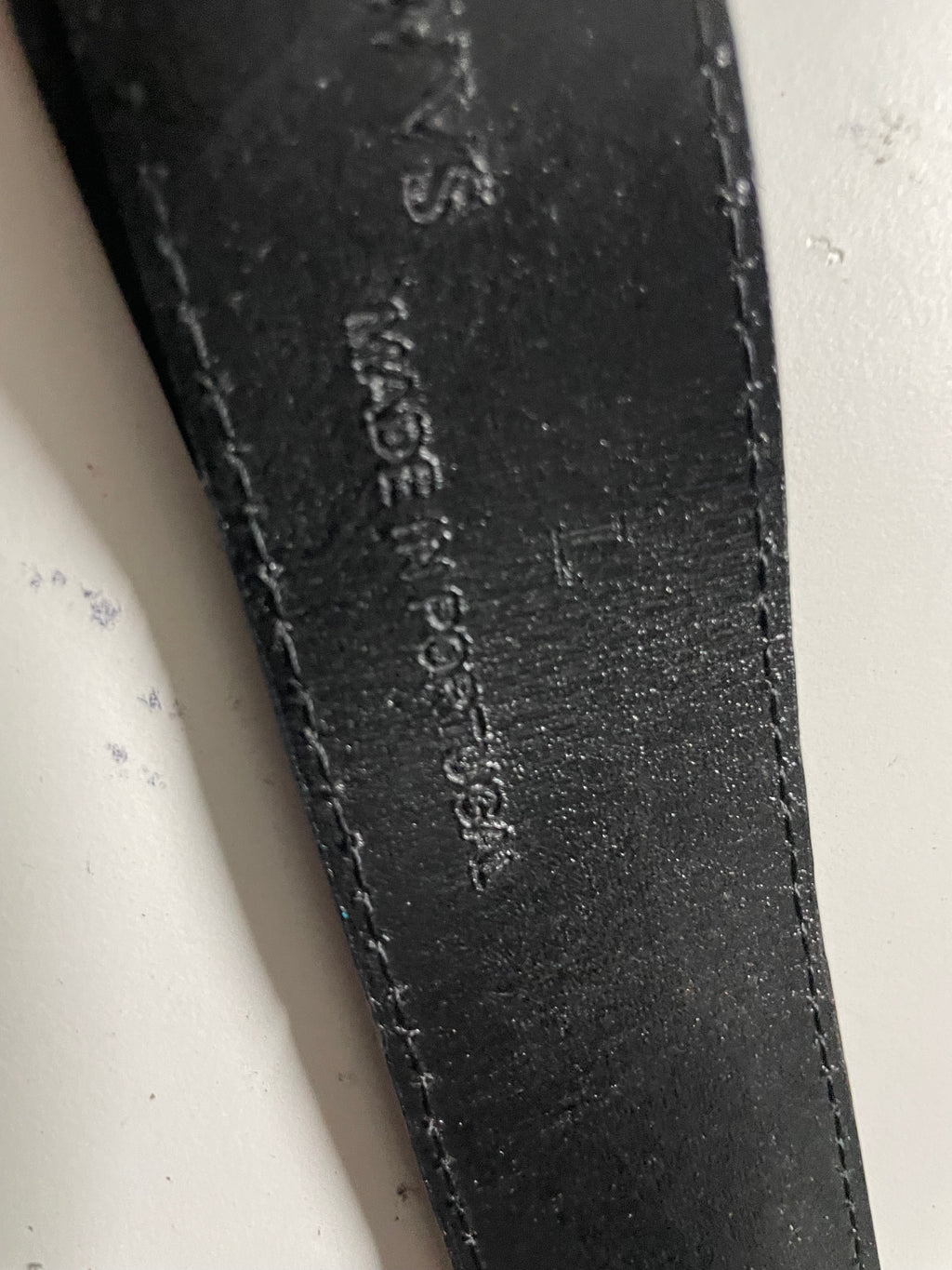 Vintage men's black leather belt silver buckle| L 42 | SKU 4497