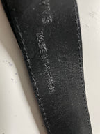 Vintage men's black leather belt silver buckle| L 42 | SKU 4497