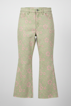 green and pink zara bootcut trouser