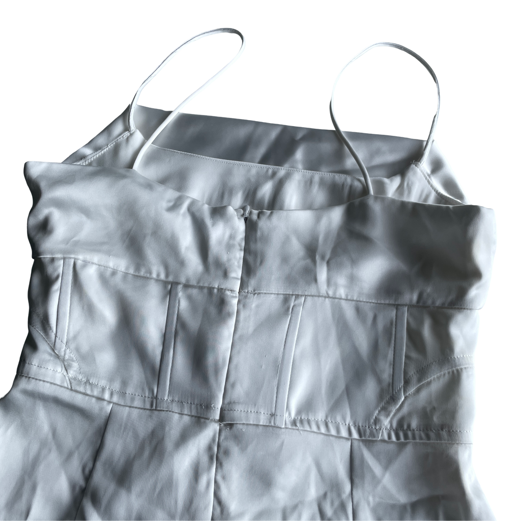 Women's White round neck satin mini zip up Corset knee length Y2K Dress