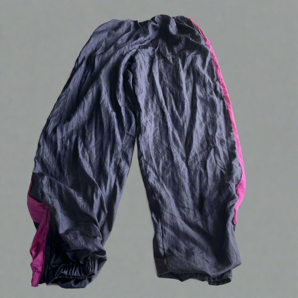 Vintage 90's Hot Purp + Blue Warm-up Pants Men's M Nylon ShellWarm lining W32L32 SKU 6028