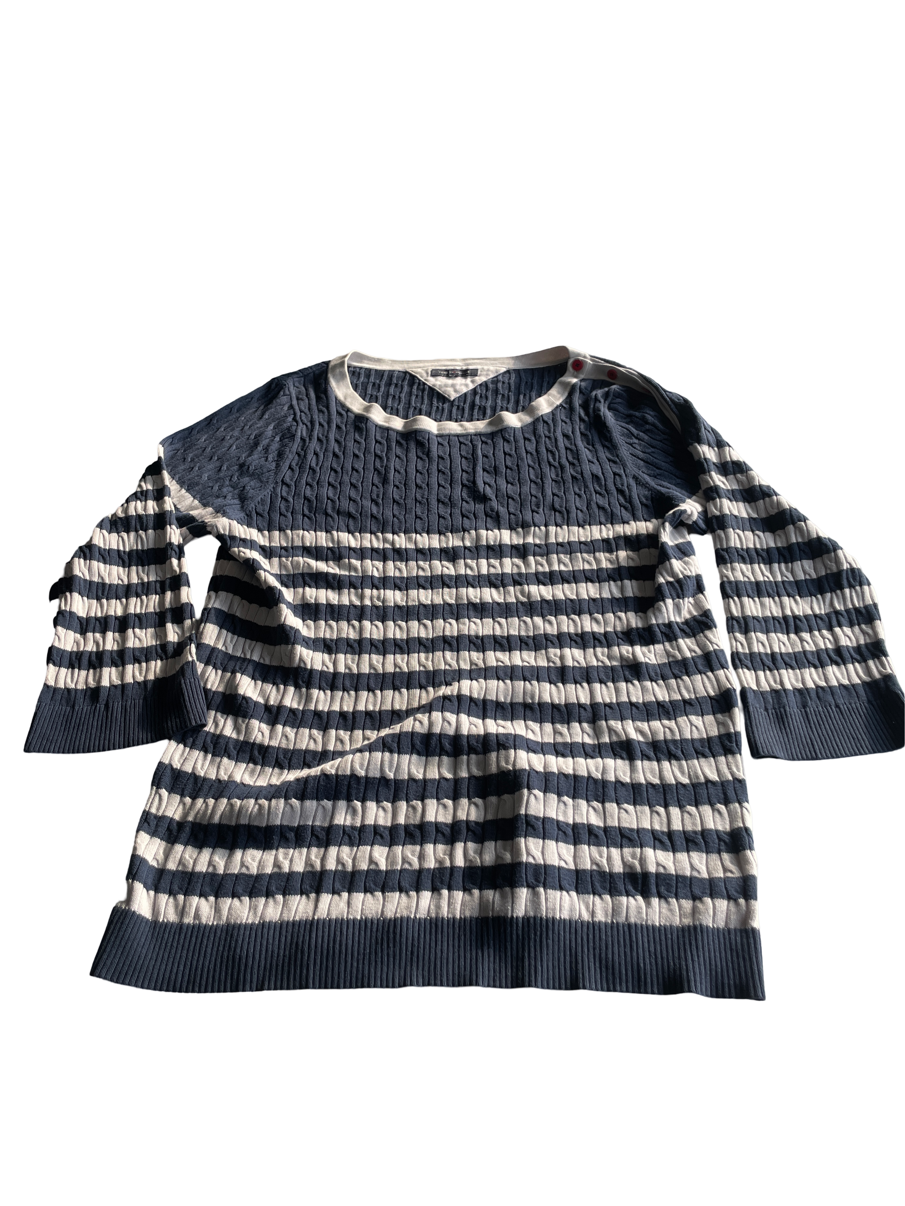Vintage Women's Tommy Hilfiger Ribbed Sweater in Blue - Size M/L (SKU 4606)