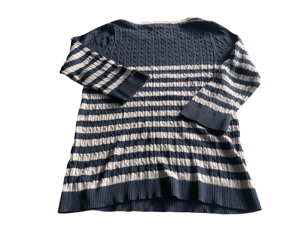 Vintage Women's Tommy Hilfiger Ribbed Sweater in Blue - Size M/L (SKU 4606)