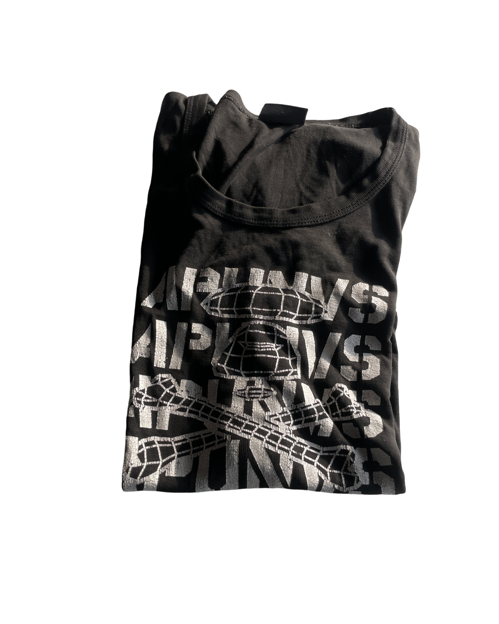 Vintage 7 Star Raw Black Graphic T-Shirt in Size M/L (SKU 4609)