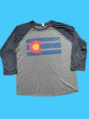 Rubynee Vintage y2k long sleeve tshirt in grey and blue