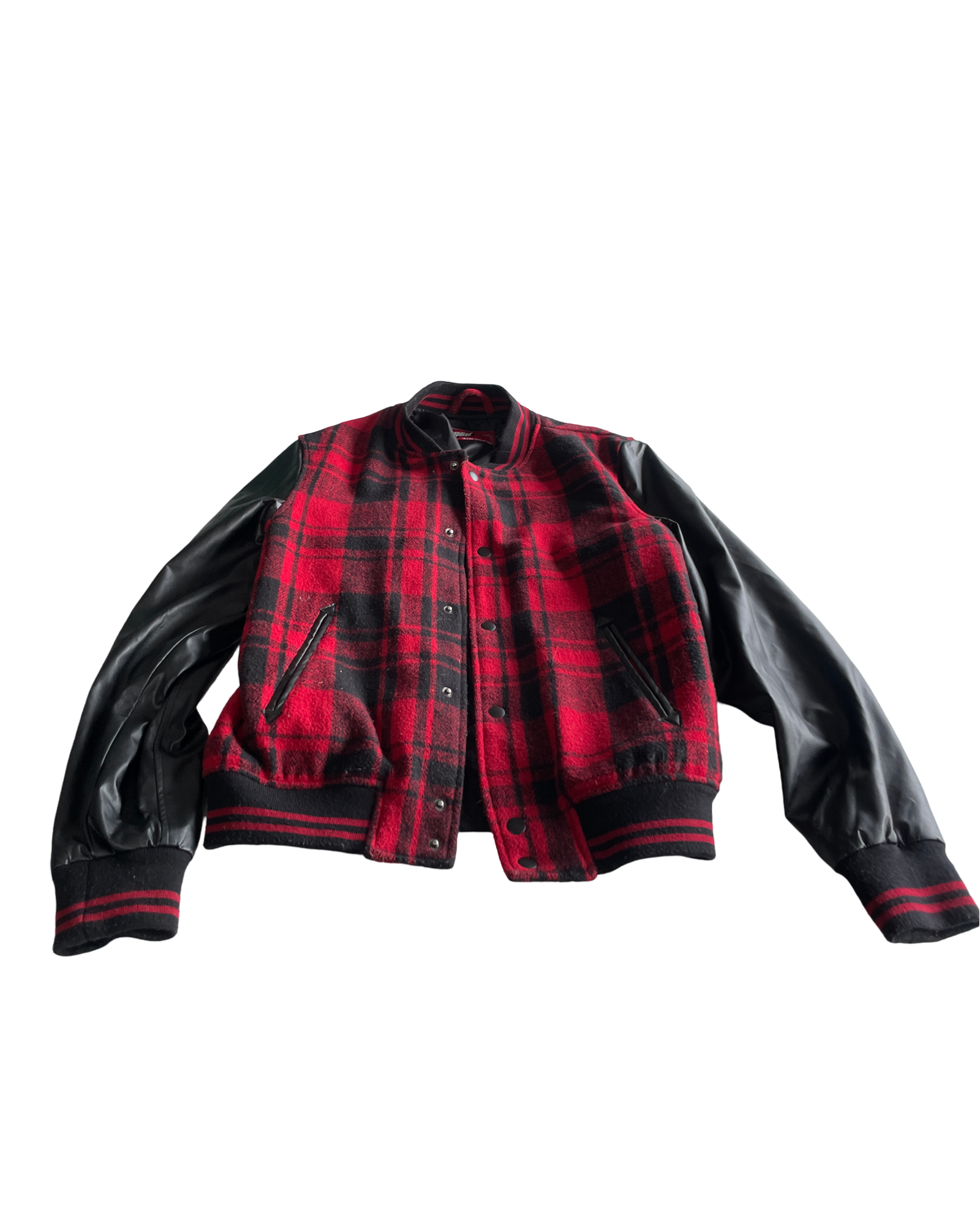 Tartan Red Topman Checkered Leather Jacket - Size Small (SKU 4619)