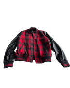 Tartan Red Topman Checkered Leather Jacket - Size Small (SKU 4619)