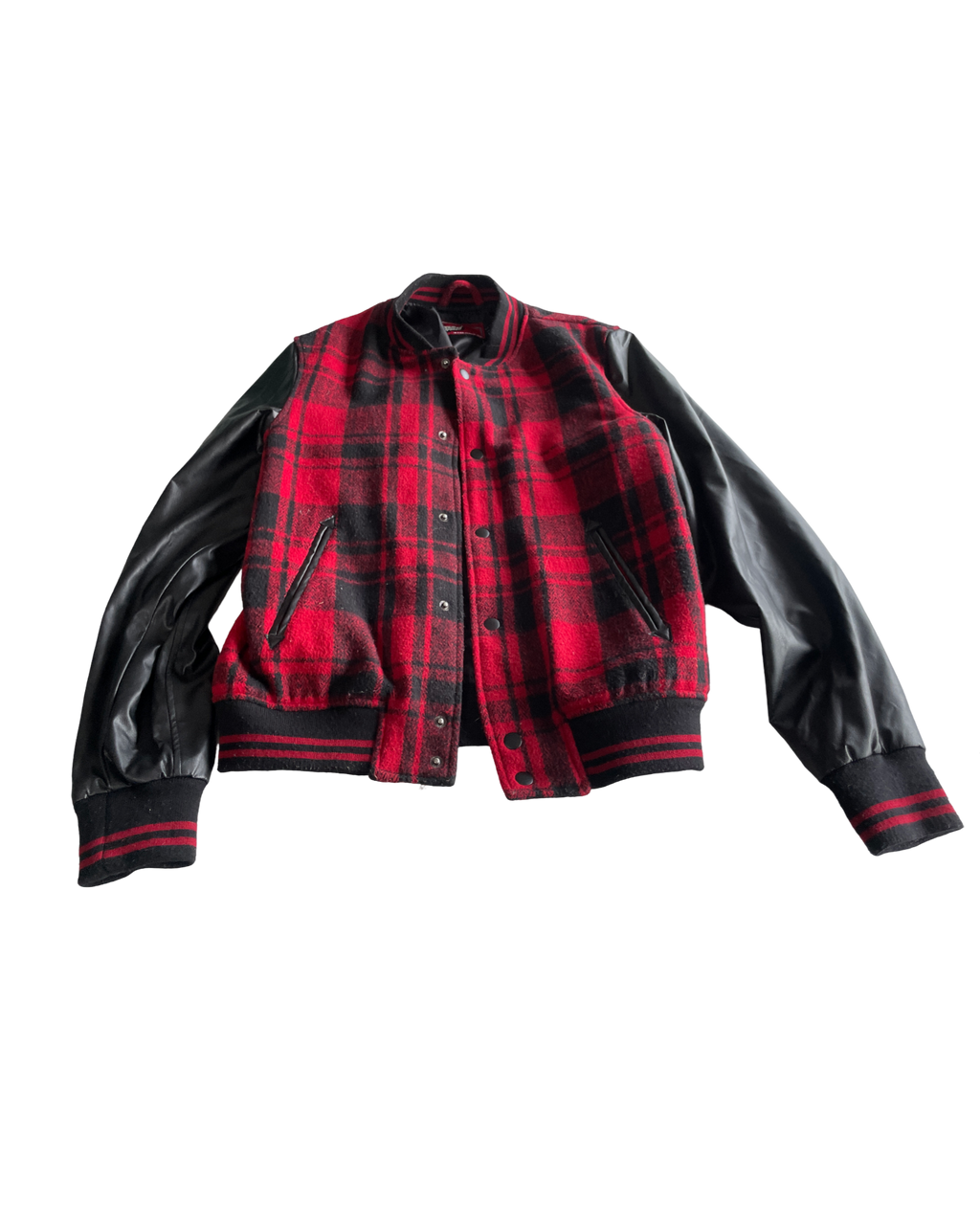 Tartan Red Topman Checkered Leather Jacket - Size Small (SKU 4619)