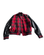 Tartan Red Topman Checkered Leather Jacket - Size Small (SKU 4619)