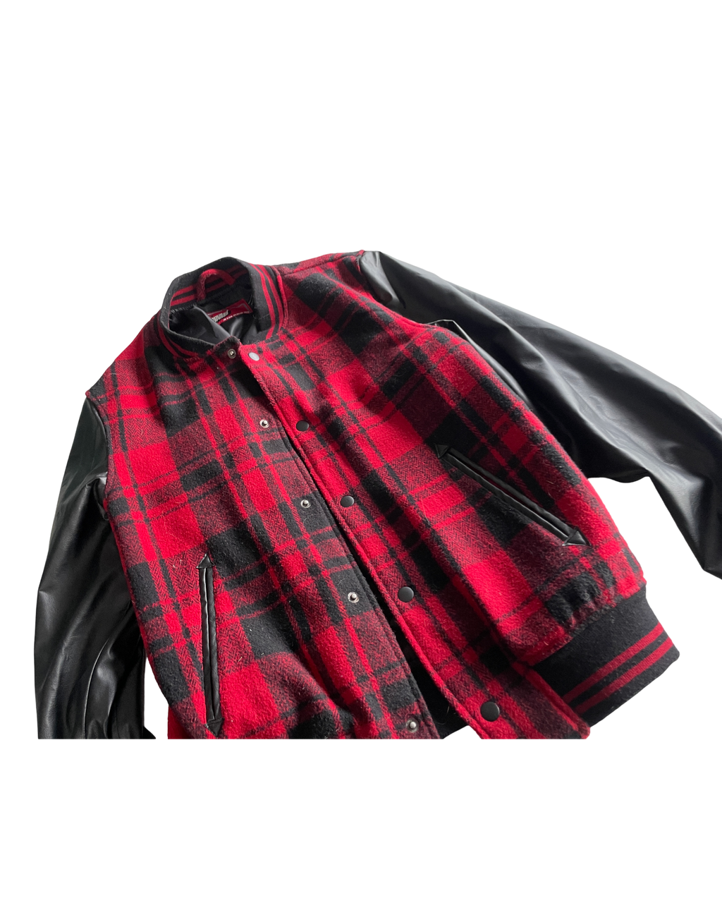 Tartan Red Topman Checkered Leather Jacket - Size Small (SKU 4619)