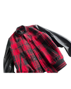 Tartan Red Topman Checkered Leather Jacket - Size Small (SKU 4619)