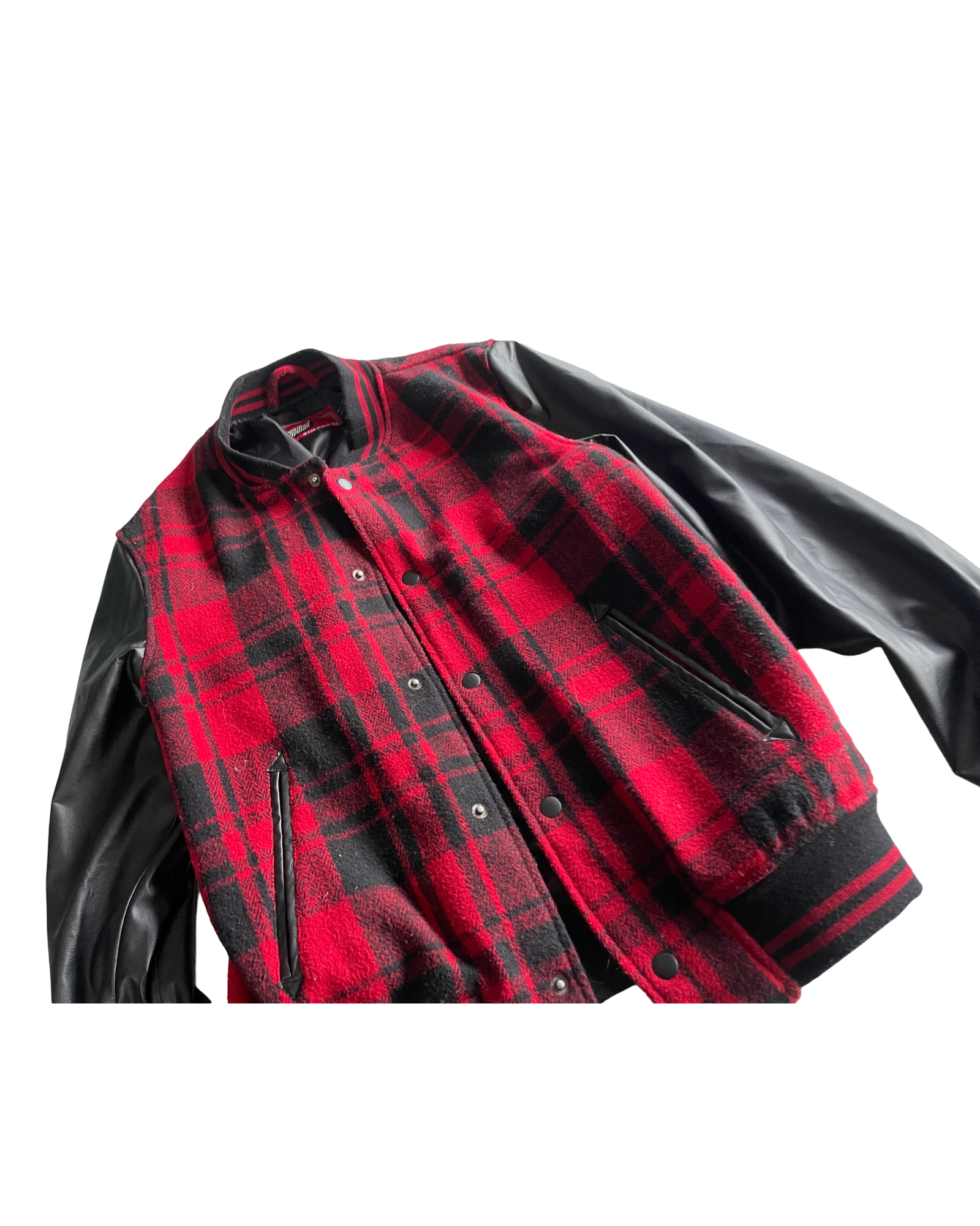 Tartan Red Topman Checkered Leather Jacket - Size Small (SKU 4619)