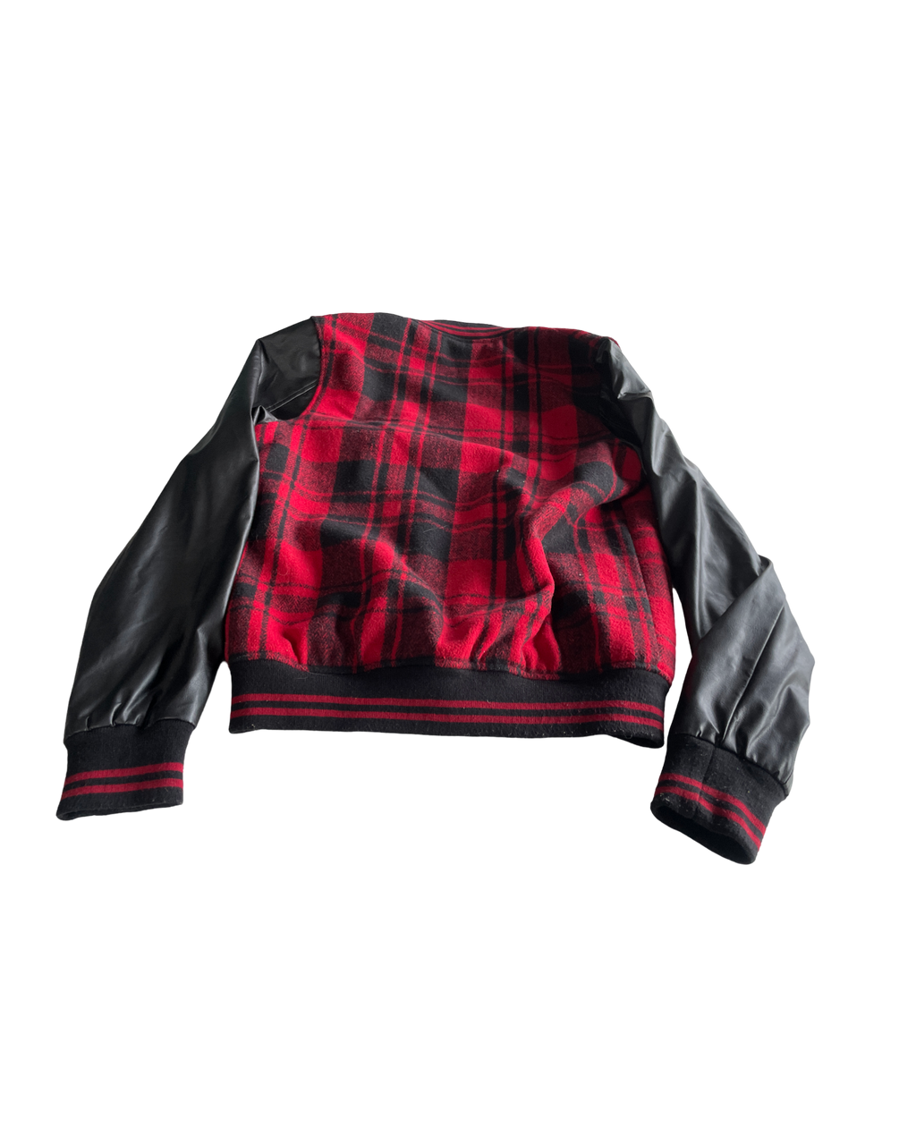 Tartan Red Topman Checkered Leather Jacket - Size Small (SKU 4619)