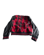 Tartan Red Topman Checkered Leather Jacket - Size Small (SKU 4619)