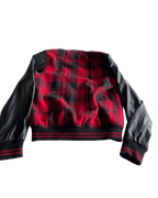 Tartan Red Topman Checkered Leather Jacket - Size Small (SKU 4619)