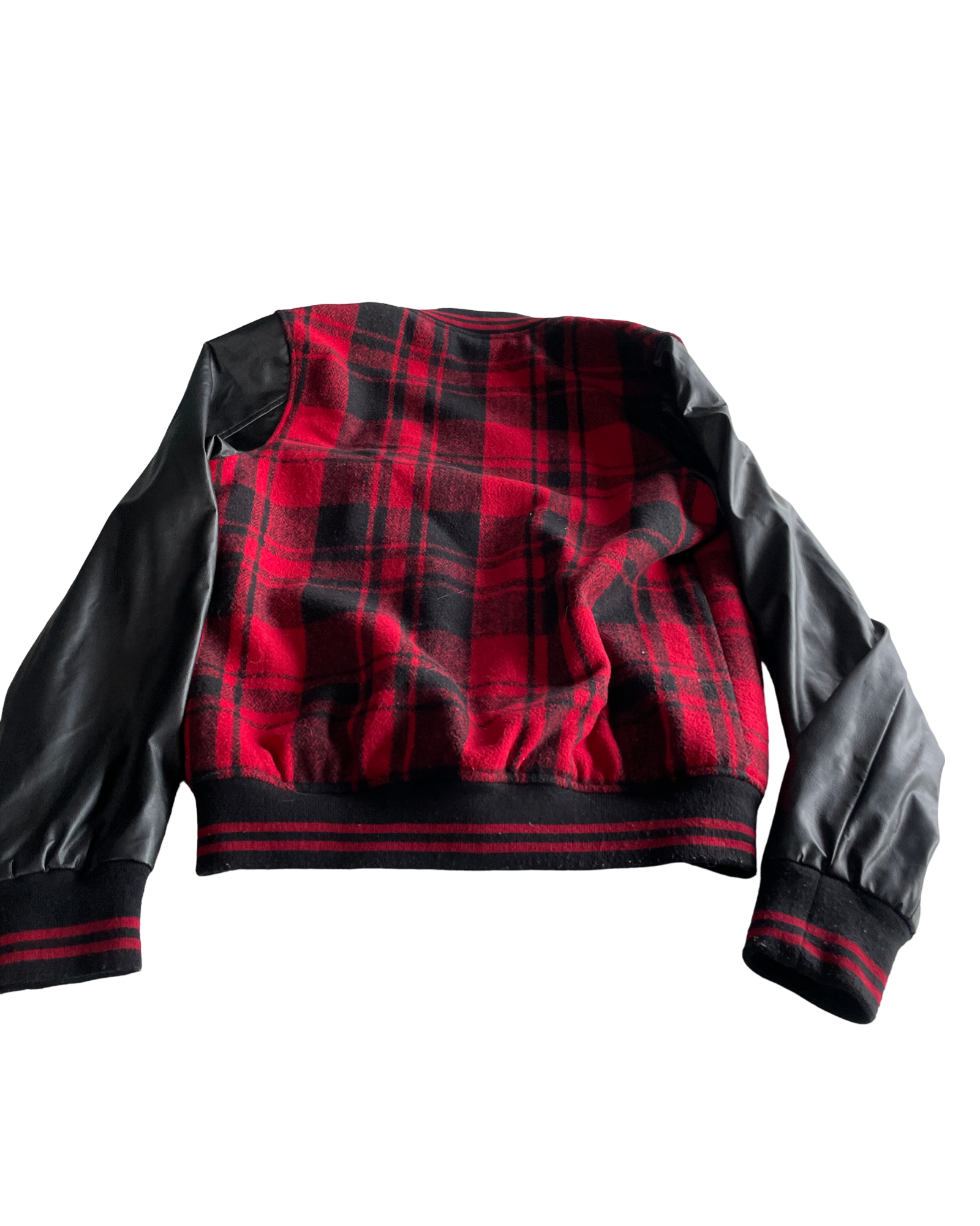 Tartan Red Topman Checkered Leather Jacket - Size Small (SKU 4619)