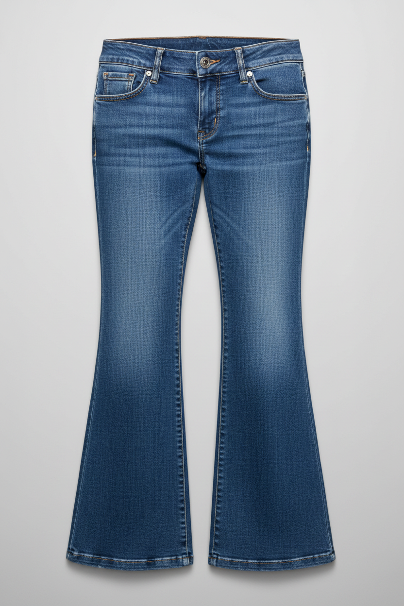 Rubynee Vintage y2k women blue bootcut jeans trouser