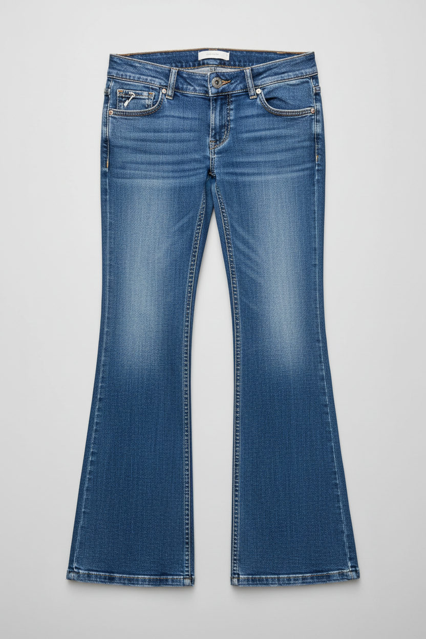 Rubynee Vintage y2k women blue bootcut jeans trouser