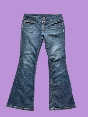 Rubynee Vintage y2k women blue bootcut jeans trouser