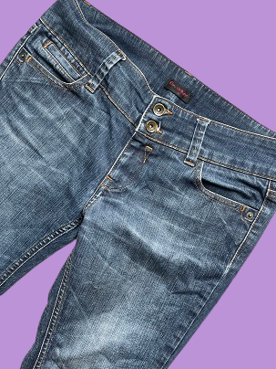 Rubynee Vintage y2k women blue bootcut jeans trouser