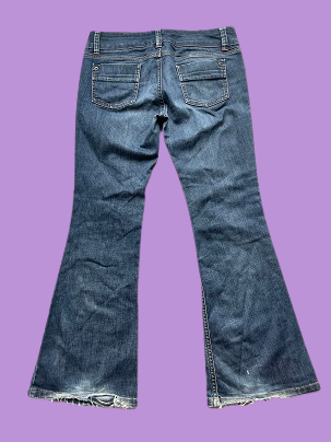 Rubynee Vintage y2k women blue bootcut jeans trouser