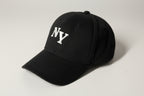 Vintage NY Strapback Hat - Black Embroidered 6 Panel Trucker Hat