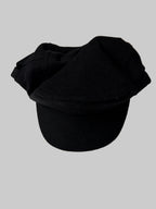 Black cap on a light-colored surface