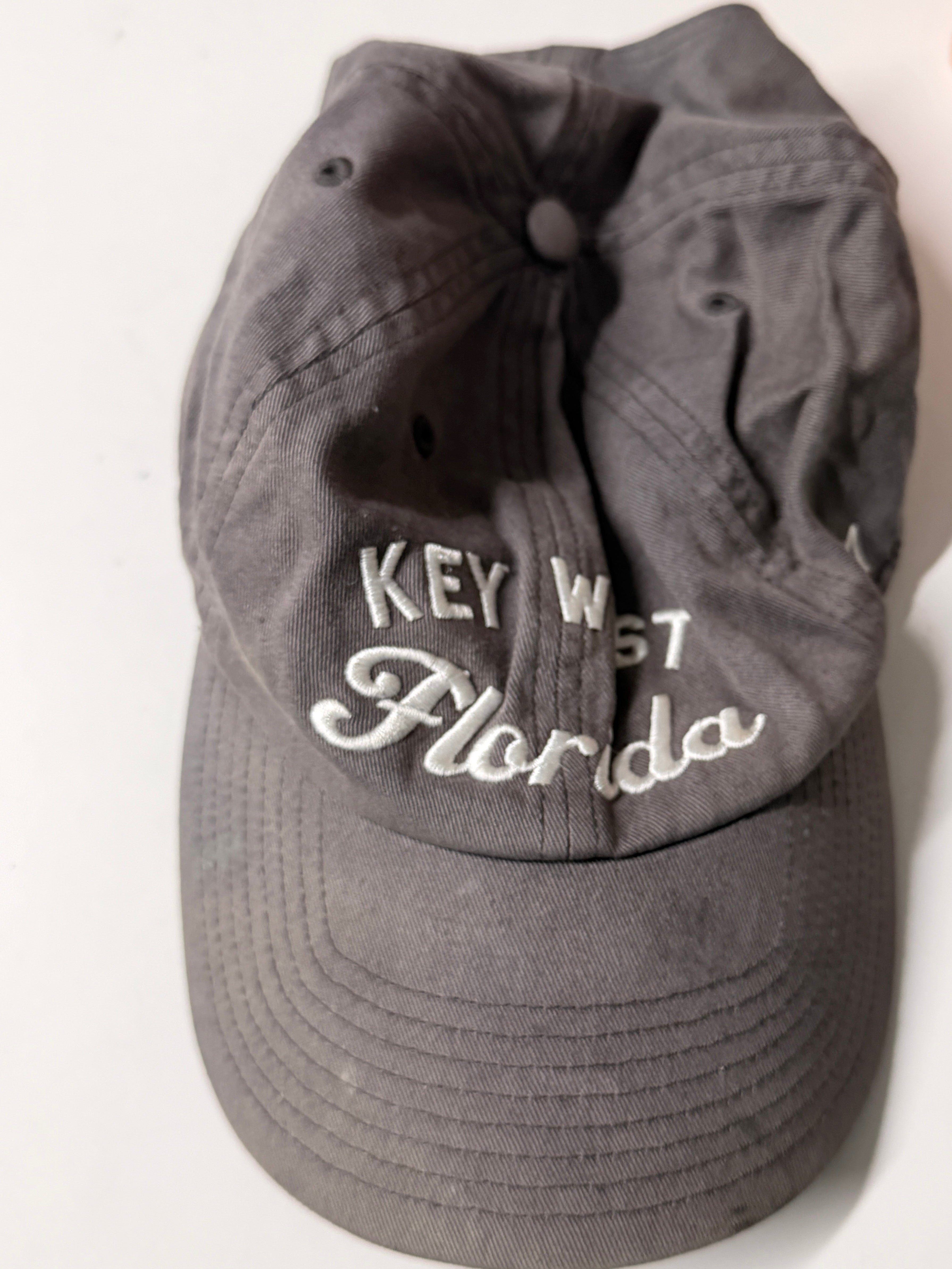 Gray cap with 'Key West Florida' text on a white background