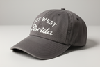 Gray cap with 'Key West, Florida' text on a light gray background