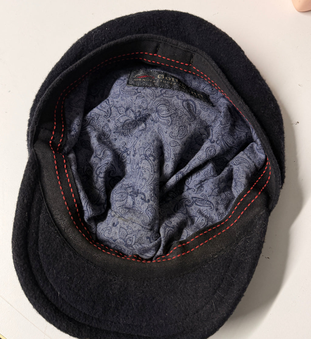 Vintage Mens Gottmann Black Winter Flat Cap One Size SKU 7196