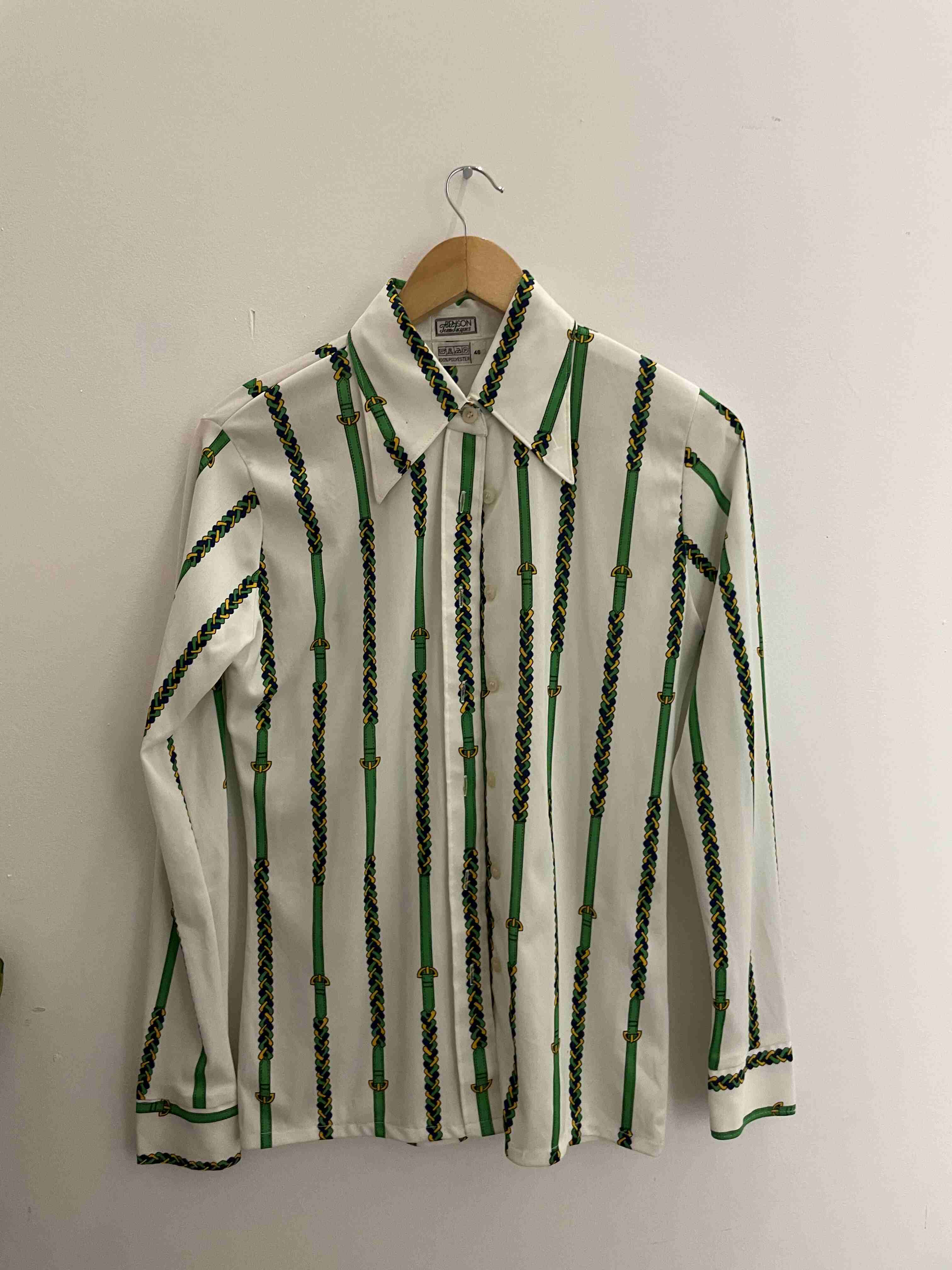 Vintage benson jean jacques white vertical stripe medium shirt