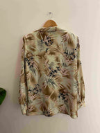 Vintage cream floral pattern small long sleeve shirt