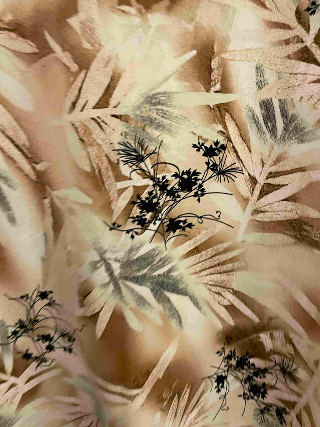 Vintage cream floral pattern small long sleeve shirt