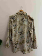 Vintage cream floral pattern small long sleeve shirt