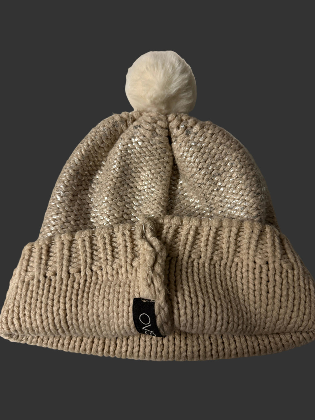 Women's Silver Glittery Beanie with Pom-Pom One Size SKU 7208