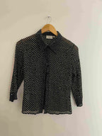 Vintage petite black dotted pattern women top size 10