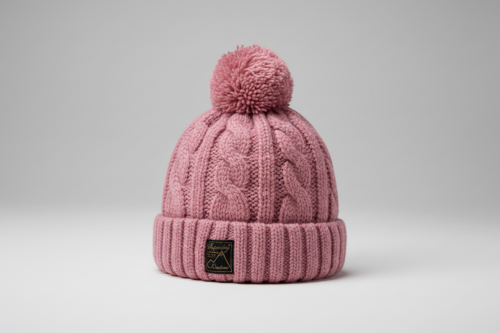 Superdry Vintage Pink Cable Knit Beanie Hat With Sherpa Lining Sz: One Size SKU 7209